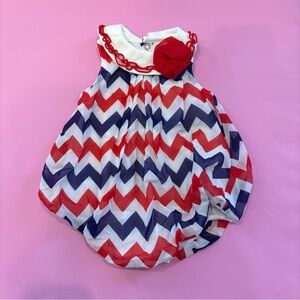 Patriotic Red White & Blue Nursery Rhyme Bubble Romper Size 3 Months